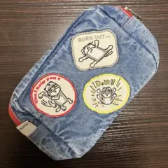 仕事猫 現場猫 電話猫 デニムポーチ ワッペン アップリケ 新品 未使用