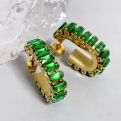 在庫処分 ピアス 緑 金属アレルギー対応 316L サージカルステンレス製