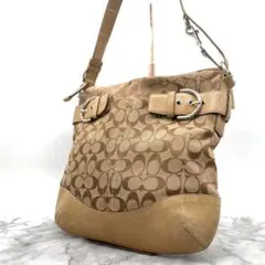 コーチ　ショルダーバッグ　3593 シグネチャー　レザー　肩掛け　キャンバス