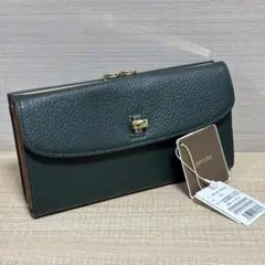 【新品】perche 長財布 がま口 グリーン レザー タグ付のサムネイル
