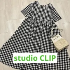 【美品】スタディオクリップ　前後2way 半袖ワンピース　ギンガムチェック　Ｍ
