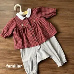 familiar チェック柄ロンパース　カバーオール　　サイズ60