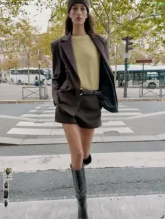 タグ付きZARAオーバーサイズダブルブレストブレザーLブラウン