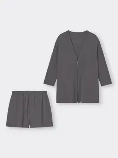 GU ミルクブレンド3ピースラウンジセット7分袖&ショートパンツ　グレー