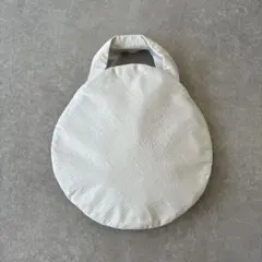 新品同様 ラウンドバッグ ホワイト クロコ型押し 大きめ38cm ハンドバッグ