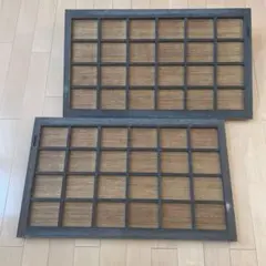 나무 격자 쇼지, 2개 세트, 다크 브라운