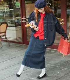 ボンルシール デニムタイトスカート スリット入り