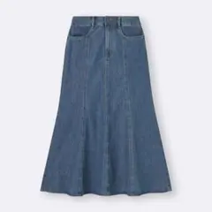 GU　ライトデニムフレアマキシスカート
