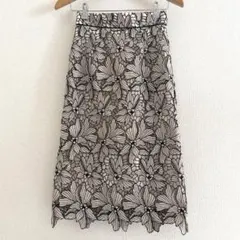 アプワイザーリッシェ レーススカート 花柄 タイト ミモレ丈 サイズ0 XS