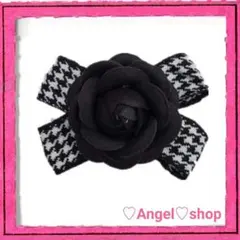 コサージュB 千鳥リボン ブラック フォーマル 椿 ブローチ 入学式 卒業式