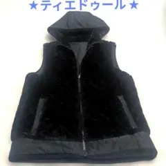 ♥【ティエドゥール】フェイクファーリバーシブルベストフード付き黒ベスト