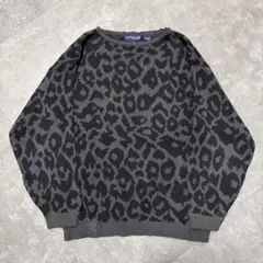 90s "NORDSTROM" レオパード柄 コットンニット アニマル柄