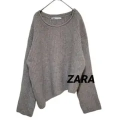 ザラ ZARA ニット 長袖 無地 セーター グレー ざっくり【M】トップス