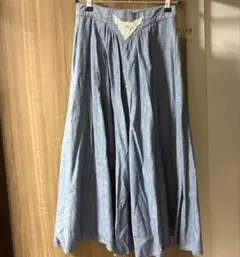 古着　ヴィンテージ　ロングスカート　レース　ダンガリー　デニムのサムネイル