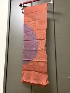 美品★正絹　帯揚げ　オレンジ　朱色　紫