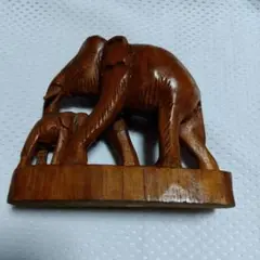 （値下げ）木製象の親子彫刻