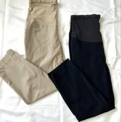 【Lサイズ】UNIQLO スマートアンクルマタニティパンツ 2色セット