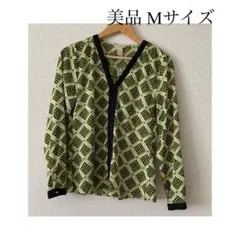 美品 BANANA REPUBLIC ブラウス 薄手シャツ 幾何学模様 Mサイズのサムネイル