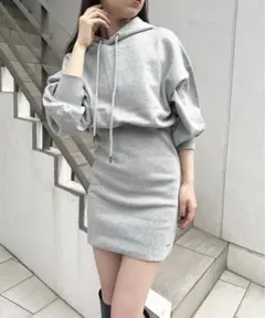 Chico チコ フードスウェットリブミニワンピース