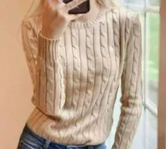 【美品】ラルフローレンピマコットン100%ケーブル編みニットセーター現行品