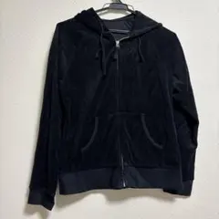 ベロア　パーカー　黒