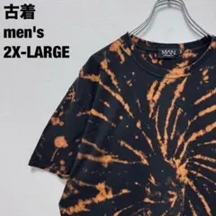 古着 リメイク Tシャツ ブリーチ加工 タイダイ MAN ビッグサイズ 黒2XL