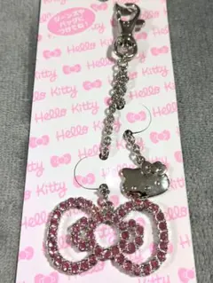 ハローキティ ピンクリボン フェイス ストラップ キーホルダー 新品 未使用品