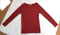 赤 リブニット 長袖 トップス クリスインプレクション 秋冬