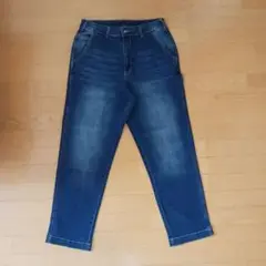 ユーズド加工　ワイドシルエット　ストレッチ　ペインターパンツ　インディゴブルー