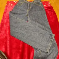 GUダークブルー ストレートレッグデニム L