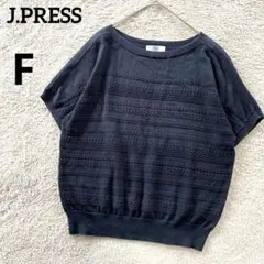 ジェイプレス　J.PRESS レディース半袖ニット ダークネイビー　紺のサムネイル