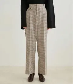 【美品】VIS チェック柄　ストレートパンツ　ブラウン
