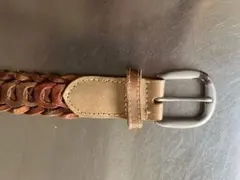 レザー編み込みベルト 茶色