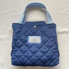 ハンドメイドのネイビー キルティングバッグ