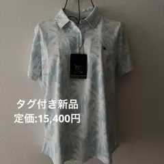 美品 ＃FR2 GOLF ポロシャツ L ペイズリー柄 総柄 水色 ロゴ刺繍