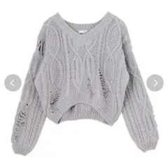 GYDA ジェイダ ケーブルダメージショートニットTOPS