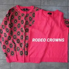 RODEO CROWNS 花柄 ピンクニットカーディガン/アンサンブル　総柄