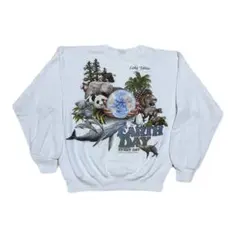 90s Hanes EARTH DAY スウェット USA製 アニマル 地球