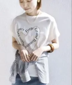 SHIPS ハートプリント ホワイト Tシャツ フリーサイズのサムネイル