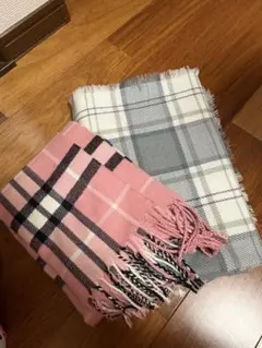 チェック柄マフラー 2点セット