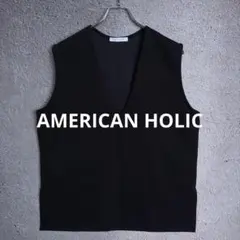 AMERICAN HOLIC Ｕネックポンチベスト Uネック 黒 ブラック F