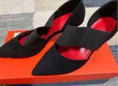 黒 スエード ハイヒールパンプス ピンヒール