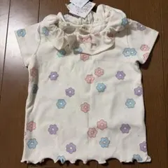 花柄フリル襟Tシャツ 90センチ
