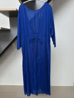 shipsコットン100% 青 ロングワンピース