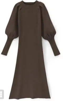 GRL ボリュームスリーブリブニットフレアワンピース rut876 ブラウン