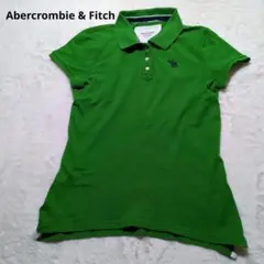アバクロ 美品ポロシャツ グリーン 刺繍ロゴ 半袖 人気カラー レディース L
