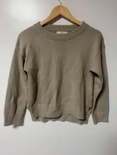 fifth ベージュ リブ編み 長袖セーター