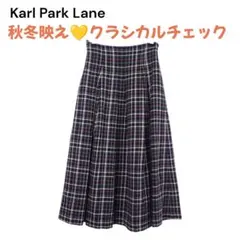 Karl Park Lane ロング フレア チェックスカート ウール混 日本製