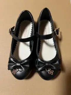 リボン付きブラックフォーマルシューズ
