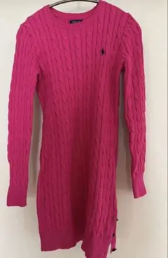 ⭐︎お値下げしました⭐︎美品【ポロラルフローレン】ピンク　ケーブルニットワンピース
